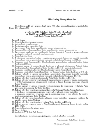 Porzadek XVIII Sesji