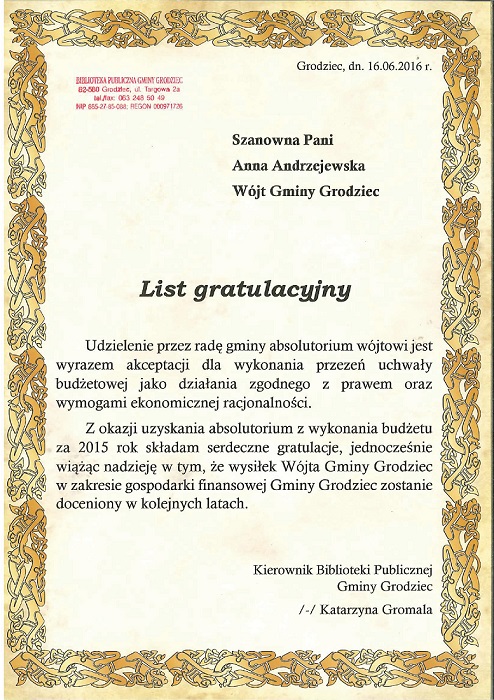 List gratulacyjny