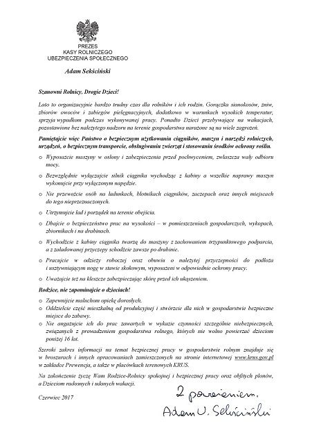 List Prezesa KRUS  maly