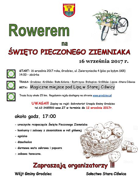 Plakat rowerem na swieto Pieczinego Ziemniaka maly