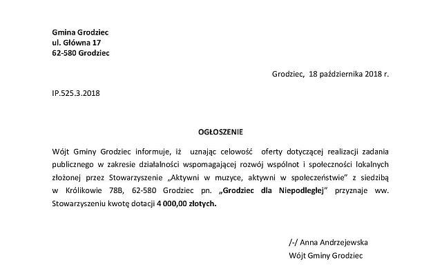 Ogloszenie o celowosci