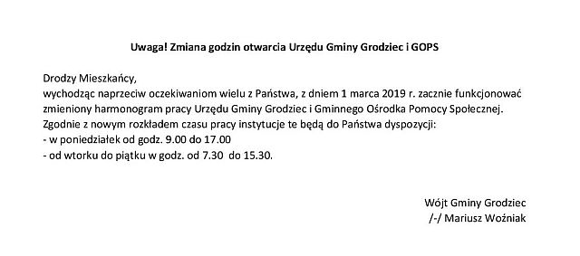 zmiana godzin pracy male