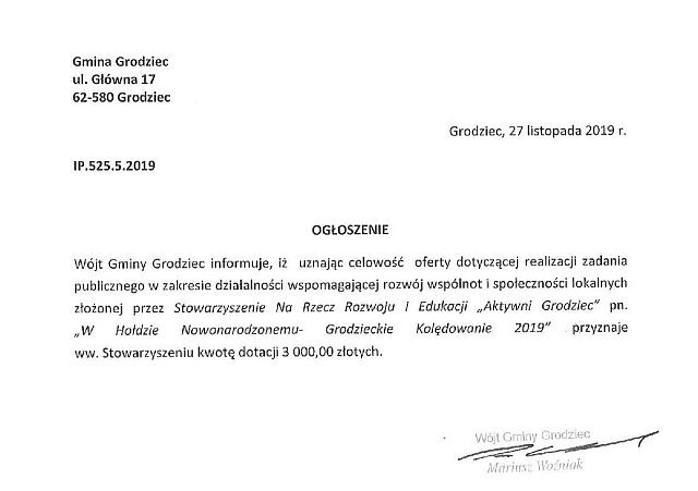 Ogłoszenie o celowości