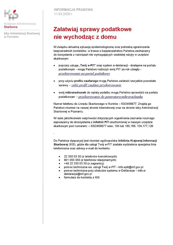 Załatwiaj sprawy podatkowe nie wychodząc z domu - plakat