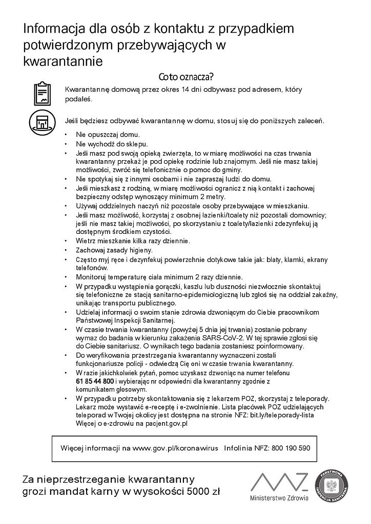 Ulotka - kwarantanna