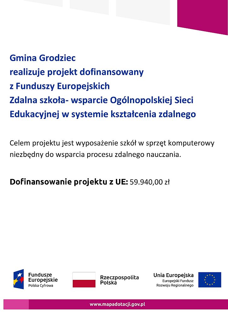 Zdalna szkoła- wsparcie Ogólnopolskiej Sieci Edukacyjnej w systemie kształcenia zdalnego - plakat