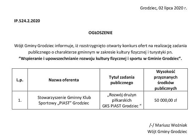 Ogloszenie wyniku konkursu