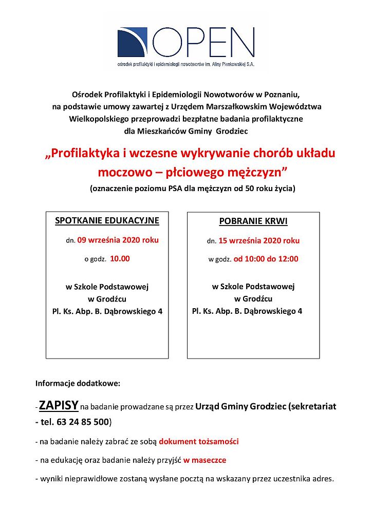 Ulotka - „Profilaktyka i wczesne wykrywanie chorób układu  moczowo – płciowego mężczyzn” 