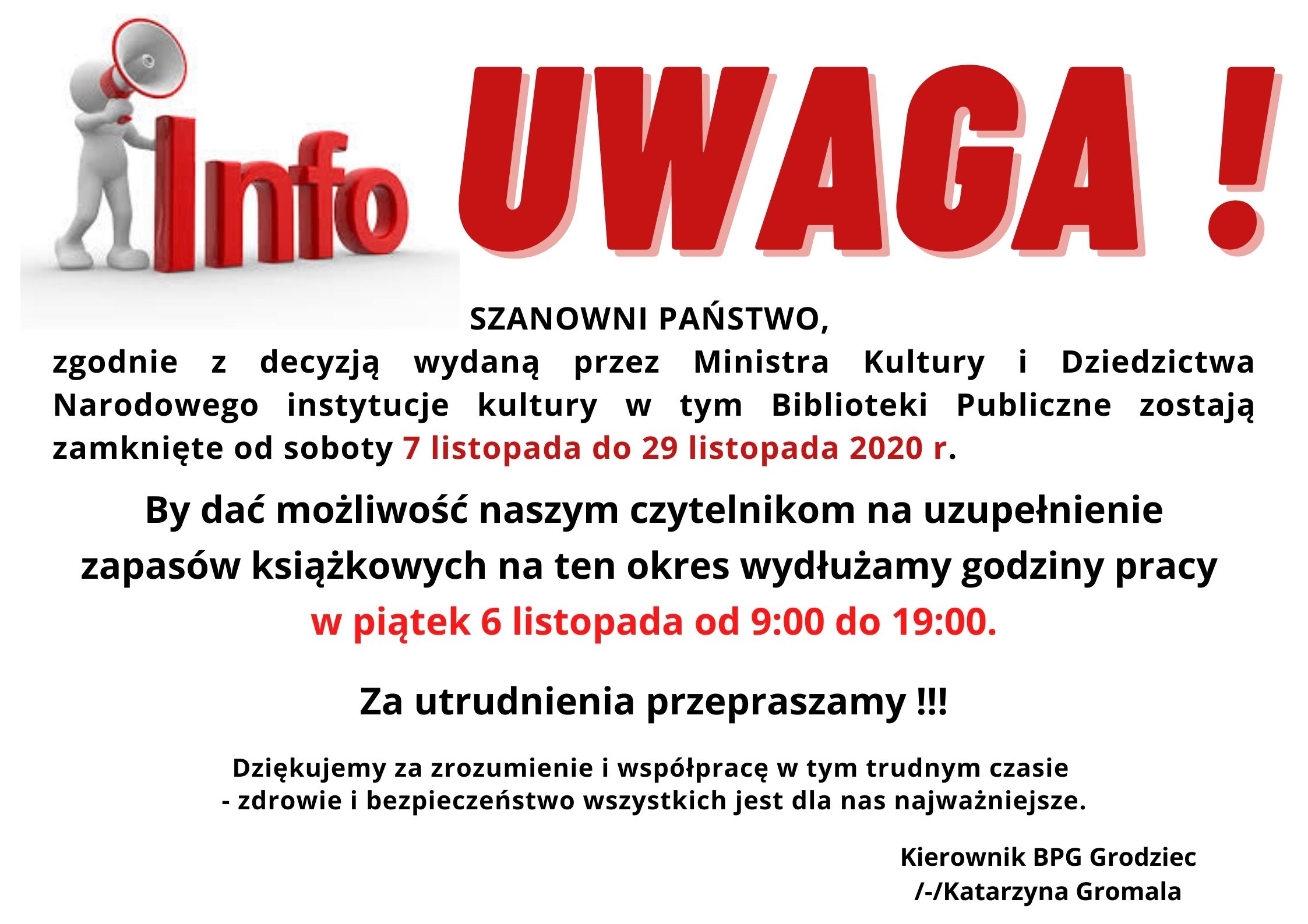 Komunikat o zamknięciu BPG Grodziec
