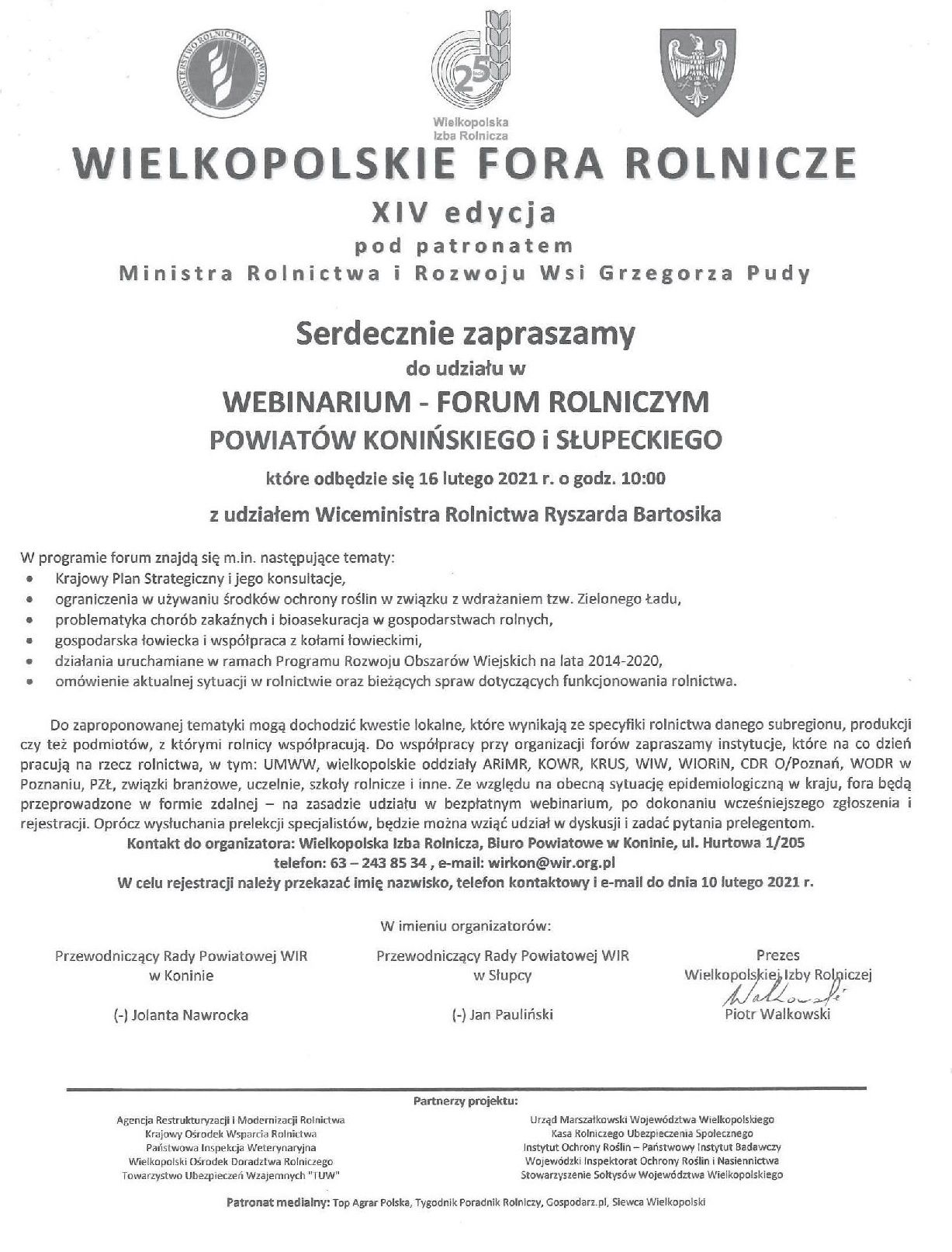 Wielkopolskie fora rolnicze - plakat