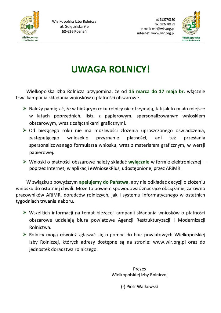 Trwa kampania składania wniosków o płatności obszarowe - zdjęcie 1