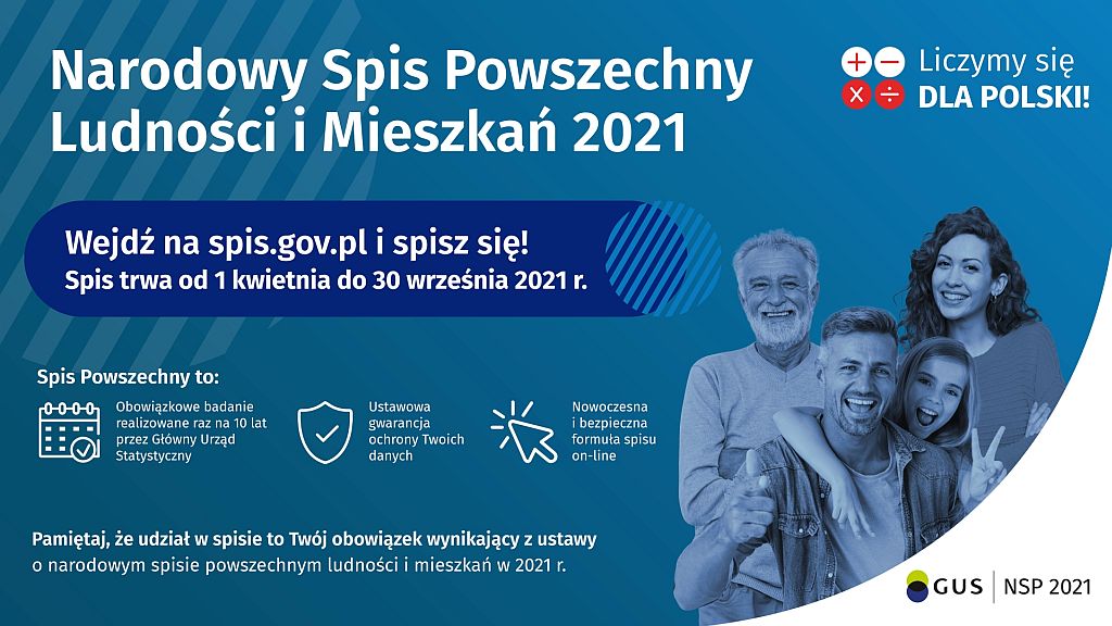 Narodowy Spis Powszechny 2021 - spis trwa od 1.04.2021 do 30.09.2021 - ulotka