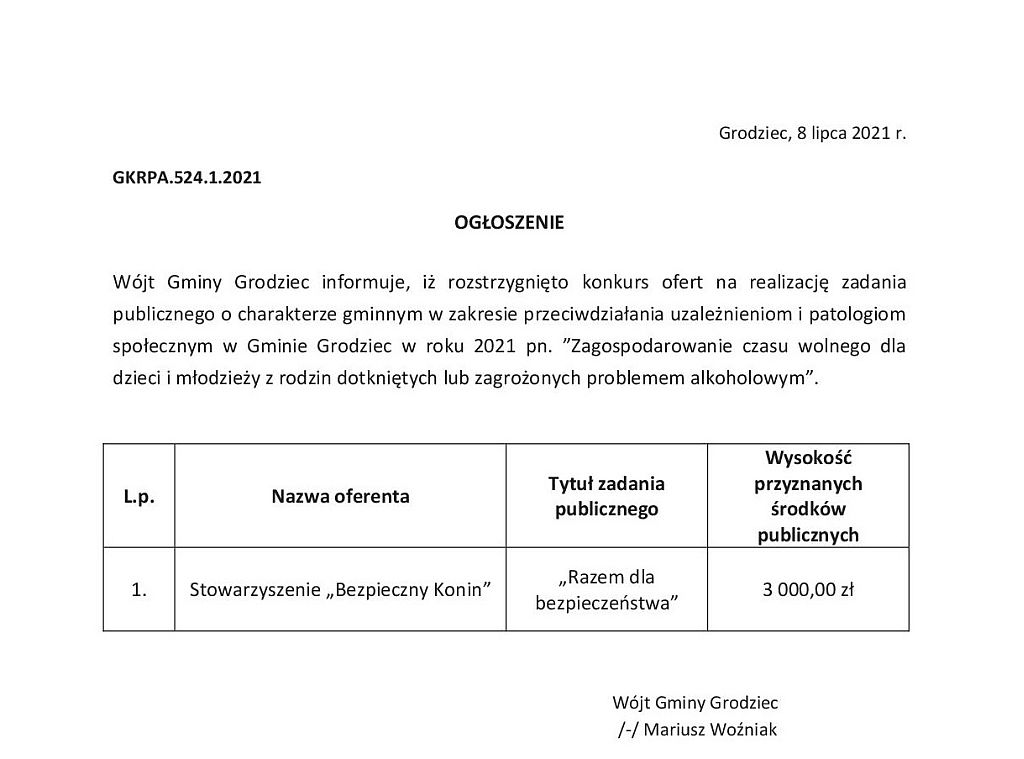 Wynik konkursu - skan duży