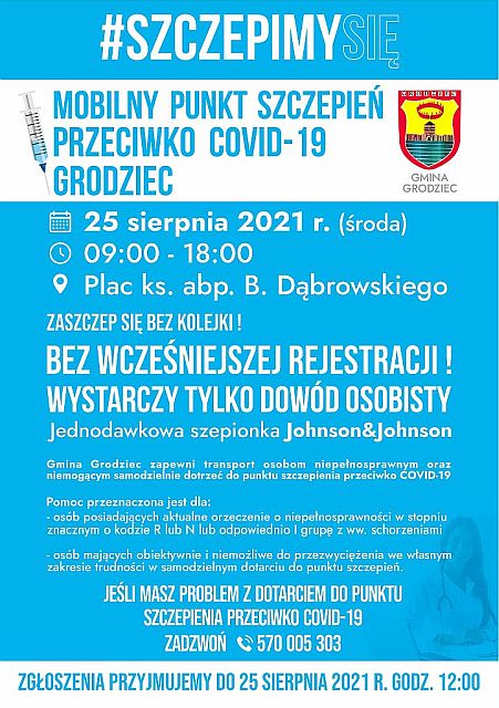 Mobilny punkt szczepień w Grodźcu - plakat