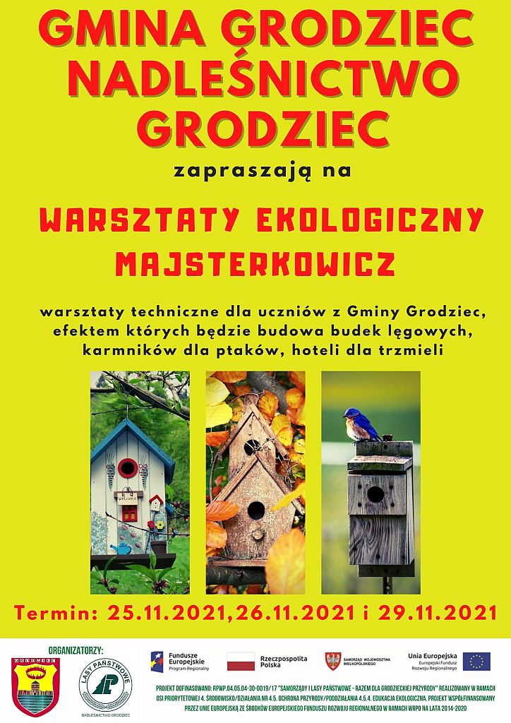 WARSZTATY EKOLOGICZNY MAJSTERKOWICZ - 25.11.2021, 26.11.2021, 29.11.2021 - plakat