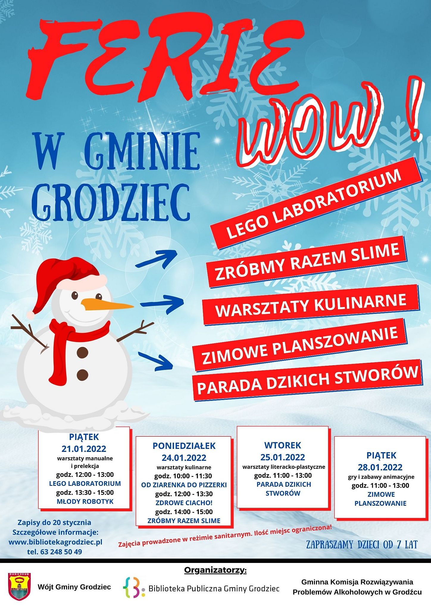 Ferie 2022 w Gminie Grodziec - plakat
