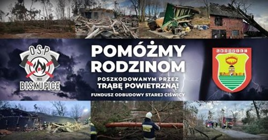 POMÓŻMY RODZINOM POSZKODOWANYM PRZEZ TRĄBĘ POWIETRZNĄ! - plakat