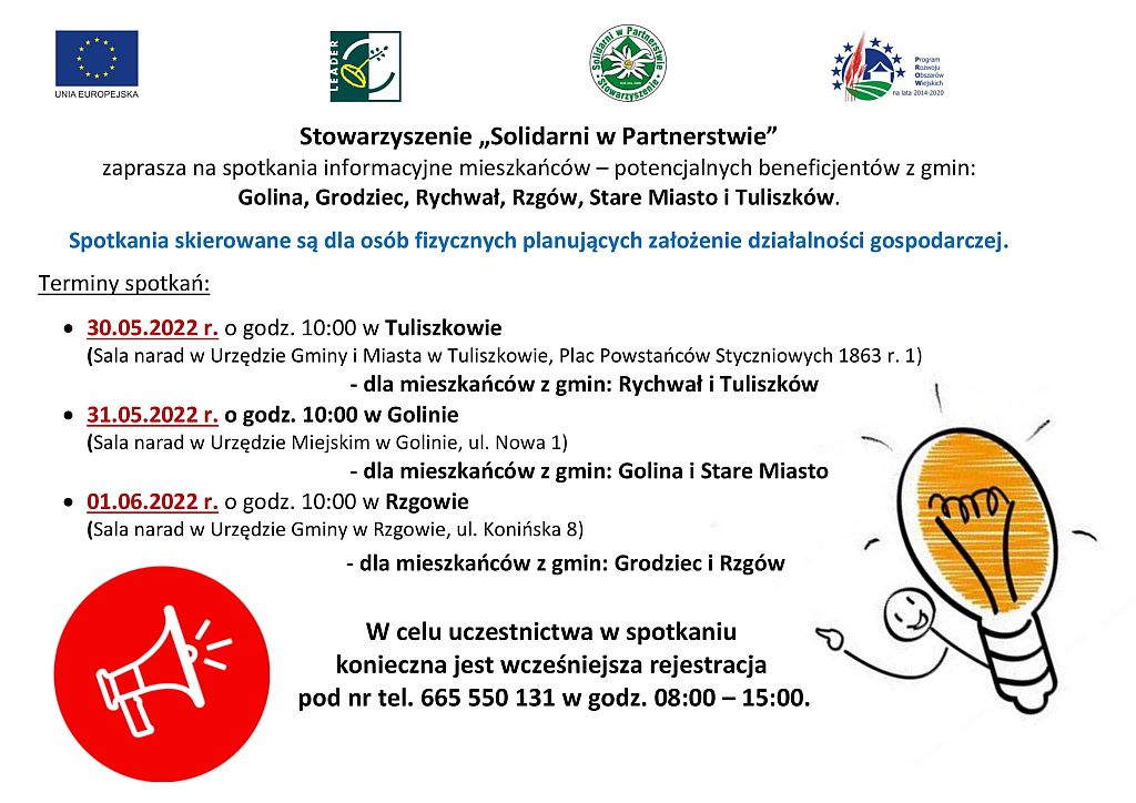 Zaproszenie na spotkania dla osób zainteresowanych podjęciem działalności gospodarczej - plakat