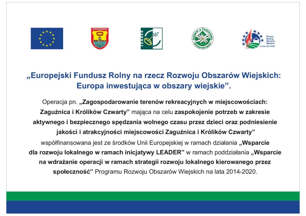 Zagospodarowanie terenów rekreacyjnych w miejscowościach:  Zaguźnica i Królików Czwarty - tablica