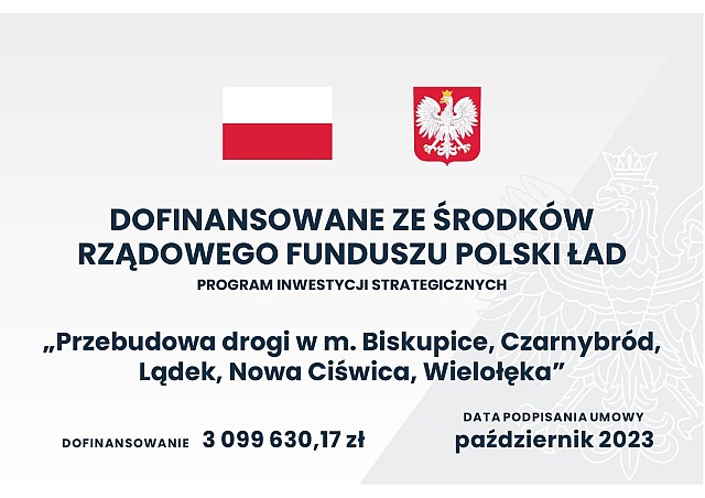Tablica droga PŁ Przebudowa drogi w m. Czarnybród oraz w Grodźcu ul. Wierzbowa