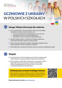 Obowiązek szkolny i obowiązek nauki dla dzieci i młodzieży z Ukrainy - plakat