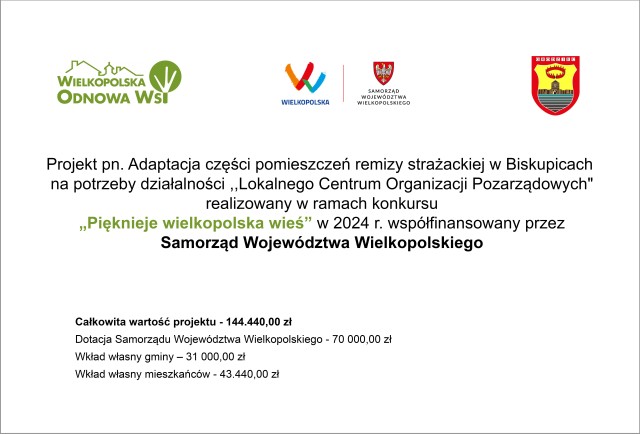 Zakończenie projektu w Biskupicach - tablica informacyjna