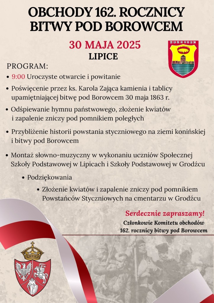 Obchody 162. rocznicy bitwy pod Borowcem - plakat