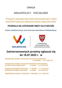 Informacja dla pszczelarzy - plakat