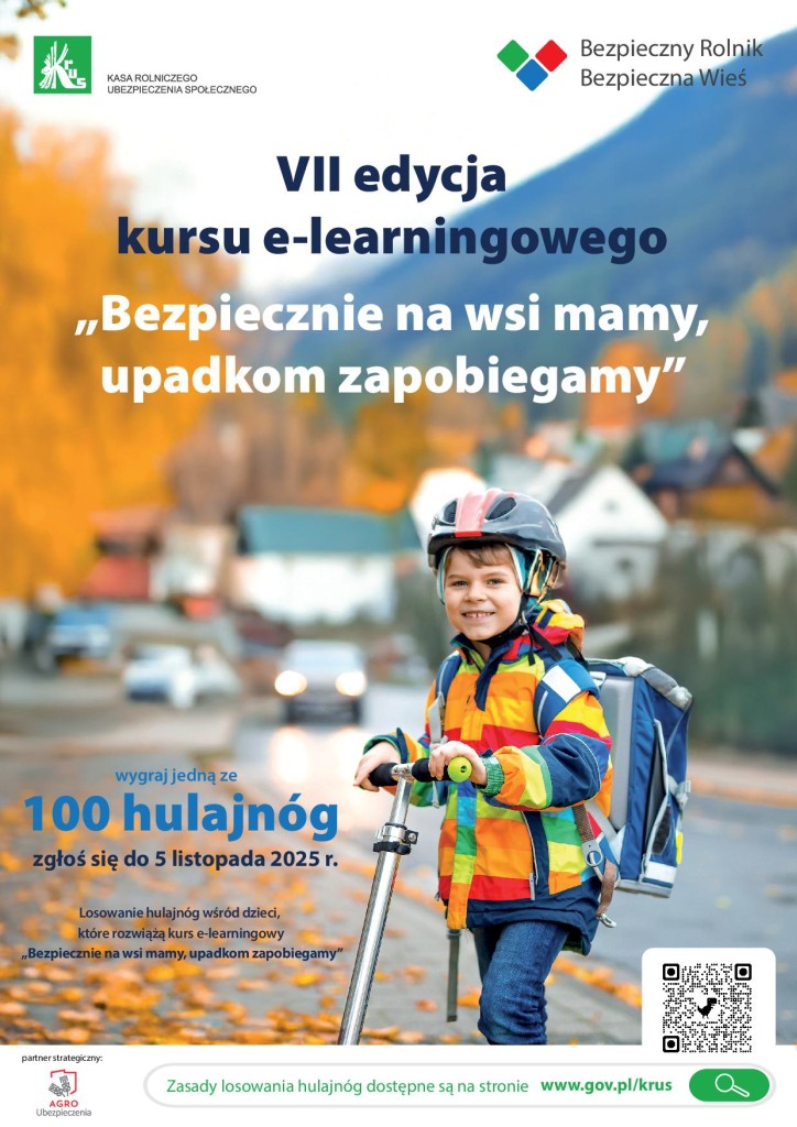 Konkurs e- learningowy pt. „Bezpiecznie na wsi mamy – upadkom zapobiegamy” - plakat