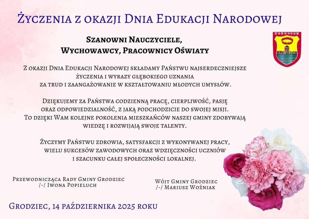 Życzenia z okazji Dnia Edukacji Narodowej - plakat