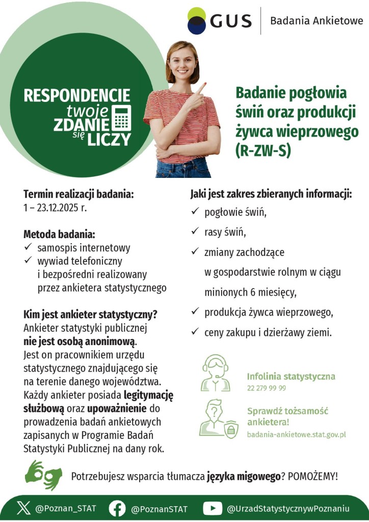 Badanie pogłowia świń oraz produkcji żywca wieprzowego (R-ZW-S) - plakat