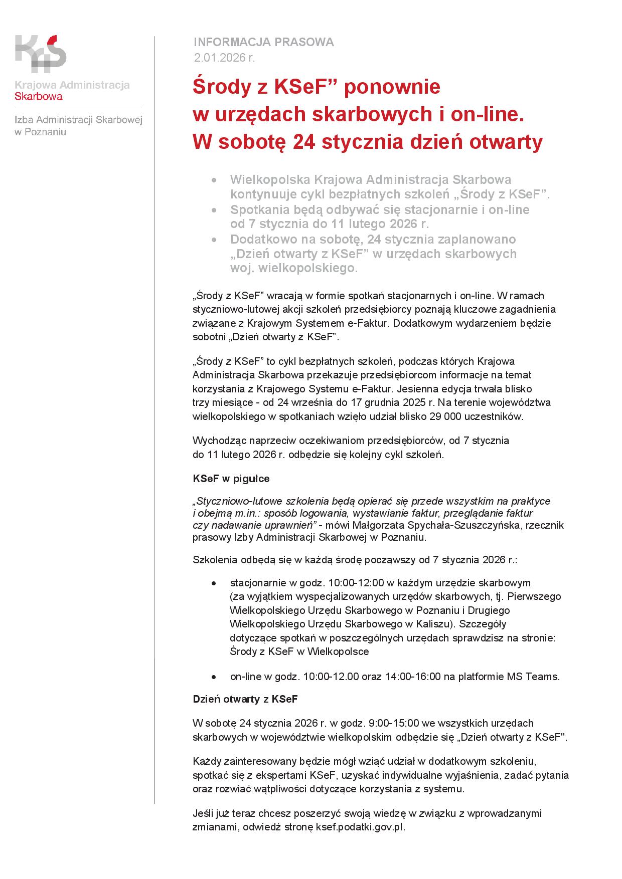 Środy z KSeF - plakat