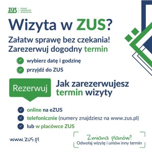 ZUS - wizyty rezerwowane - plakat
