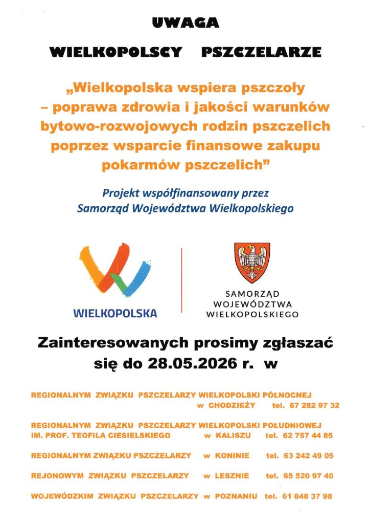 Uwaga wielkopolscy pszczelarze !!! - plakat