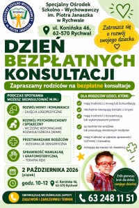 Bezpłatne konsulatcje w SOSW Rychwał - plakat