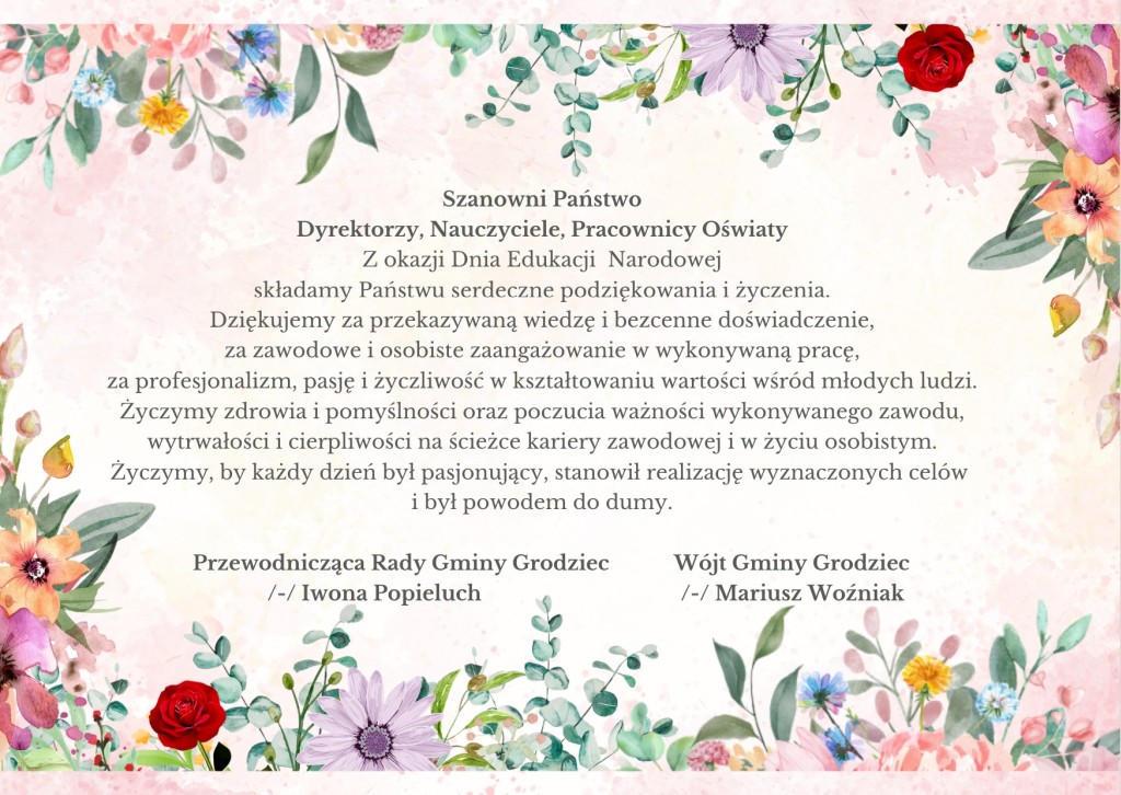 Życzenia z okazji Dnia Edukacji Narodowej - plakat